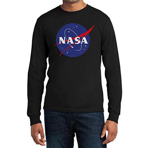 NASA Logo Galaxy Streetwear Outfit Langarm T-Shirt Small Schwarz von Shirtgeil