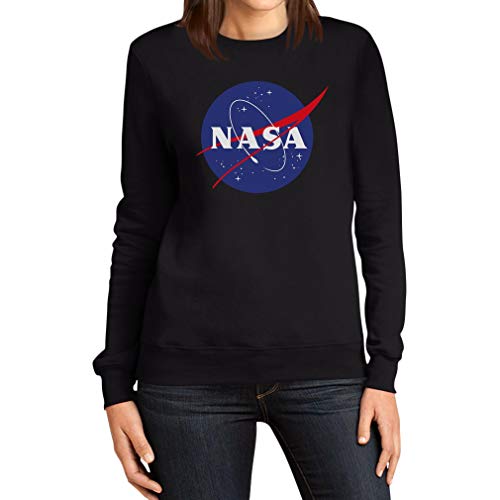 NASA Logo Space Raumfahrt Damen Outfit Frauen Sweatshirt Medium Schwarz von Shirtgeil