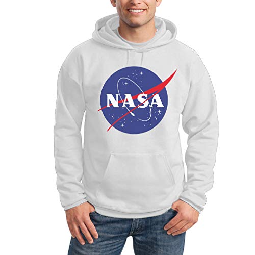 NASA Logo Space Raumfahrt Herren Outfit Kapuzenpullover Hoodie Small Weiß von Shirtgeil