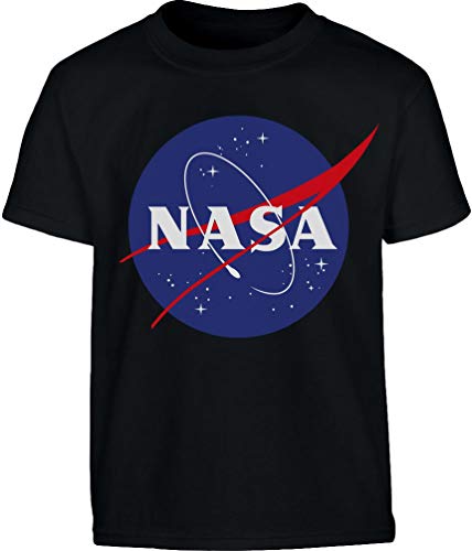 NASA Logo Space Raumfahrt Kinder Outfit Kinder und Teenager T-Shirt 128 Schwarz von Shirtgeil