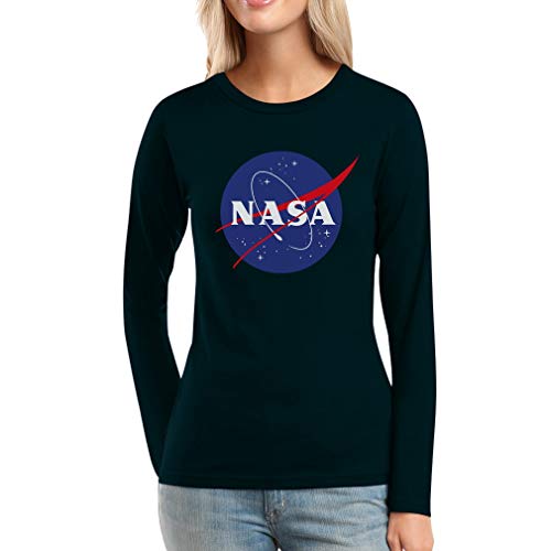 NASA Logo Space Raumfahrt Outfit Frauen Langarm-T-Shirt XX-Large Schwarz von Shirtgeil