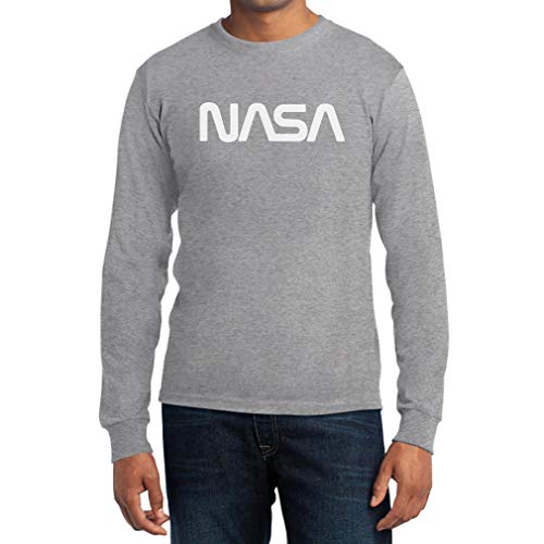 NASA Nerds & Geeks Motiv - Space Worm Logo Langarm T-Shirt Medium Grau von Shirtgeil