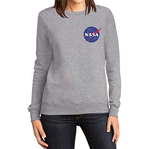NASA Retro Seiten Taschen Logo Frauen Sweatshirt Small Grau von Shirtgeil