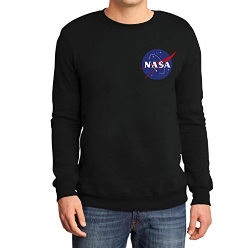 NASA Retro Seiten Taschen Logo Sweatshirt Small Schwarz von Shirtgeil