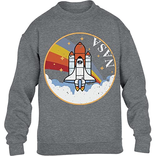 Pullover Jungen Mädchen NASA Rocket Space Shuttle Raketen Rainbow Kinder Sweatshirt 116 Grau von Shirtgeil