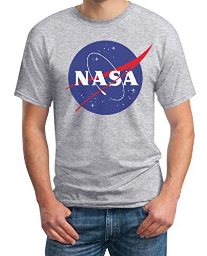 T-Shirt Herren - NASA Logo Motiv - Space Raumfahrt Männer Outfit - Logo NASA Shirt - Sommer Basic Oberteil Männer - NASA Tshirt Herren XL Grau von Shirtgeil