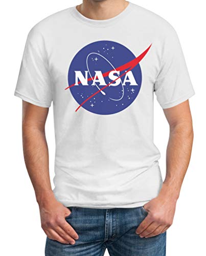 T-Shirt Herren - NASA Logo Motiv - Space Raumfahrt Männer Outfit - Logo NASA Shirt - Sommer Basic Oberteil Männer - NASA Tshirt Herren XXL Weiß von Shirtgeil