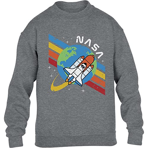 NASA Space Shuttle World Raketen Rainbow Kinder Pullover Sweatshirt 128 Grau von Shirtgeil