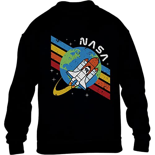 NASA Space Shuttle World Raketen Rainbow Kinder Pullover Sweatshirt 140 Schwarz von Shirtgeil