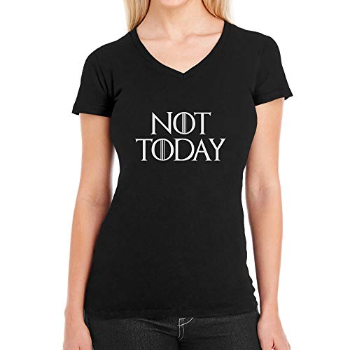 T Shirt Damen V Ausschnitt NOT Today - GOT Serien Fan Damen T-Shirt Large Schwarz von Shirtgeil