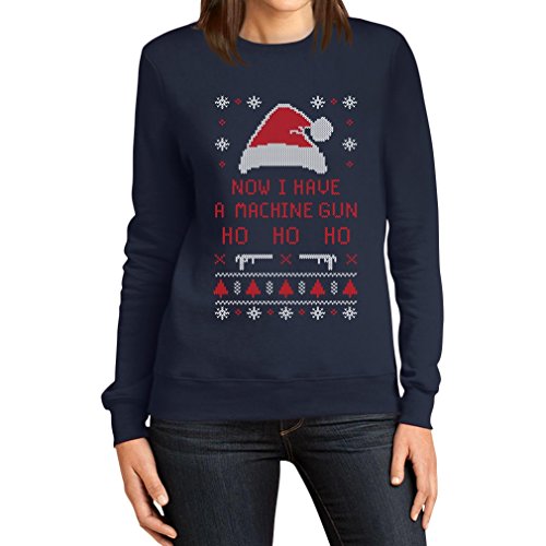 Now I Have A Machine Gun Ho Ho Ho Weihnachten Motiv Frauen Sweatshirt XX-Large Marineblau von Shirtgeil