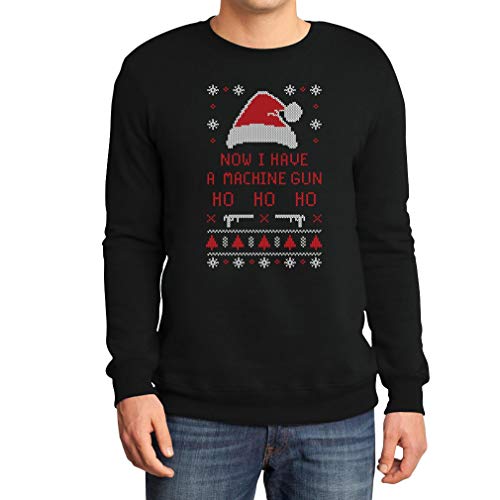 Now I Have A Machine Gun Ho Ho Ho Weihnachtspullover Herren X-Large Schwarz von Shirtgeil