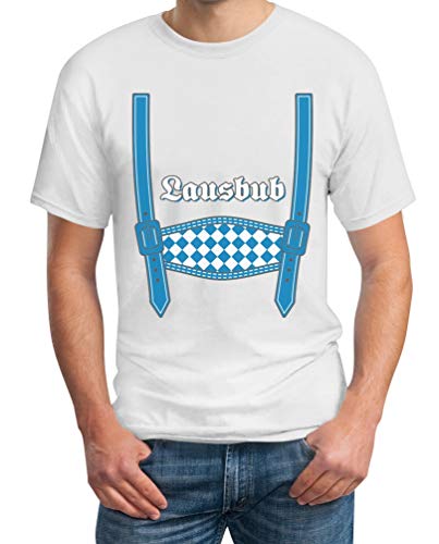 Oktoberfest Wiesn Kleidung - Lausbub Herren T-Shirt L Weiß von Shirtgeil