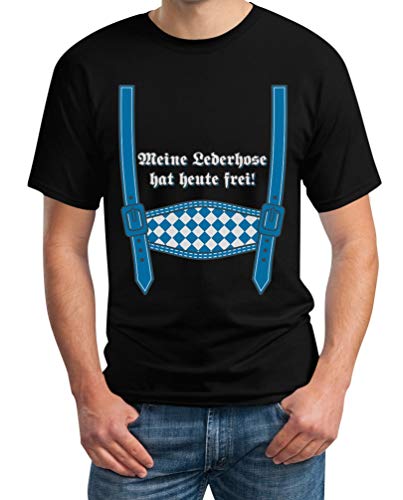 T-Shirt Herren Oktoberfest Wiesn Outfit - Meine Lederhose hat Heute frei Tshirt 5XL Schwarz von Shirtgeil