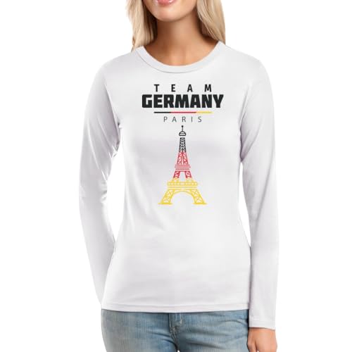 Olympische Spiele Team Germany 2024 Frauen Langarm-T-Shirt Large Weiß von Shirtgeil