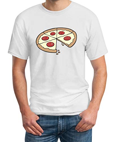 ShirtgeilPapa Pizza Stück - Partnerlook Geschenkidee Eltern Kind - Herren T-Shirt , Weiß, L von Shirtgeil