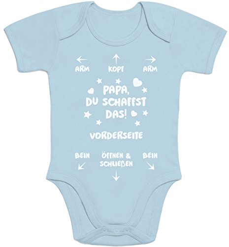 Shirtgeil Baby Body Papa Du Schaffst Das - Witziges Strampler Motiv für Väter Kurzarm-Body 3-6 Monate Hellblau von Shirtgeil