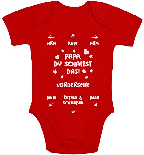 Shirtgeil Baby Body Papa Du Schaffst Das - Witziges Strampler Motiv für Väter Kurzarm-Body 0-3 Monate Rot von Shirtgeil