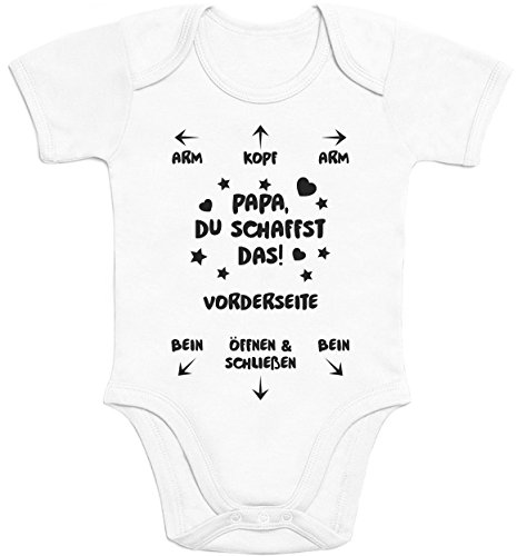 Shirtgeil Baby Body Papa Du Schaffst Das - Witziges Strampler Motiv für Väter Kurzarm-Body 0-3 Monate Weiß von Shirtgeil