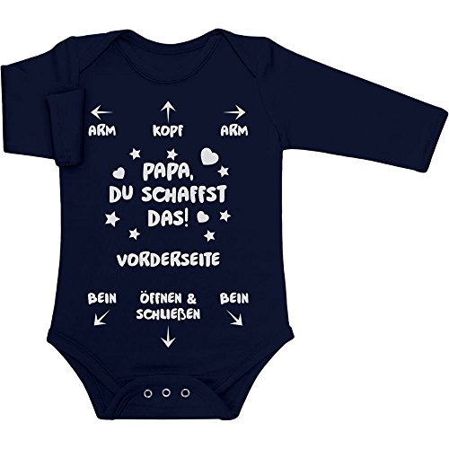 Shirtgeil Langarm Baby Body Papa Du Schaffst Das - Witziges Strampler Motiv für Väter 3-6 Monate Marineblau von Shirtgeil