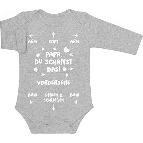 Shirtgeil Langarm Baby Body Papa Du Schaffst Das - Witziges Strampler Motiv für Väter 0-3 Monate Grau von Shirtgeil