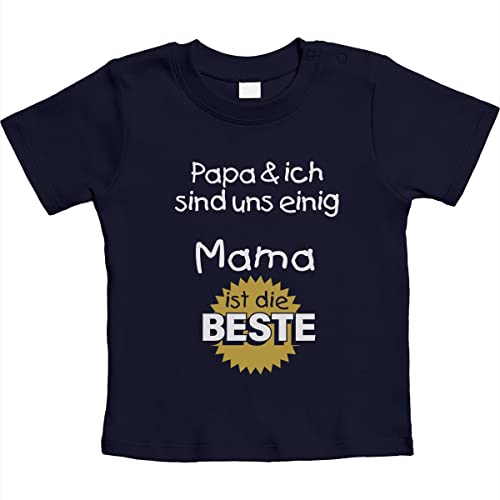 Baby T-Shirt Mädchen Junge Papa & ich sind Uns einig Mama Mama 12-18 Monate Marineblau von Shirtgeil