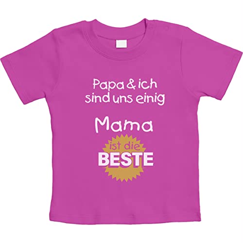 Baby T-Shirt Mädchen Junge Papa & ich sind Uns einig Mama Mama 12-18 Monate Rosa von Shirtgeil