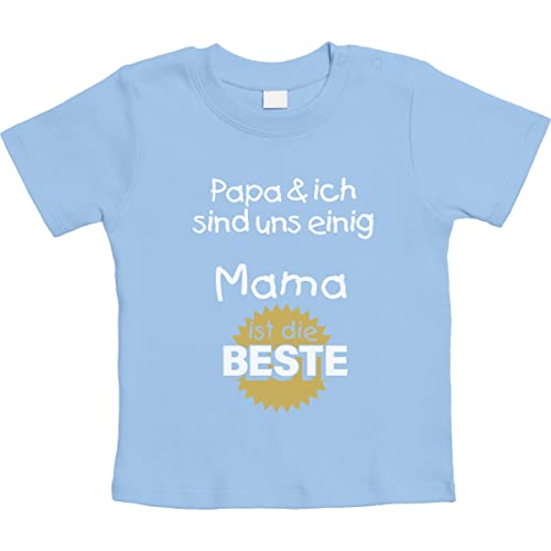 Baby T-Shirt Mädchen Junge Papa & ich sind Uns einig Mama Mama 18-24 Monate Hellblau von Shirtgeil
