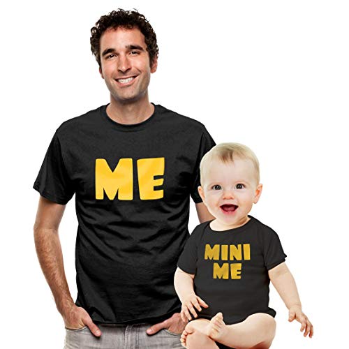 Partner Outfit Geschenkidee - Babybody und Papa Tshirt - Me Mini Me Mann Schwarz XXL/Baby Schwarz 0-3 Monate von Shirtgeil