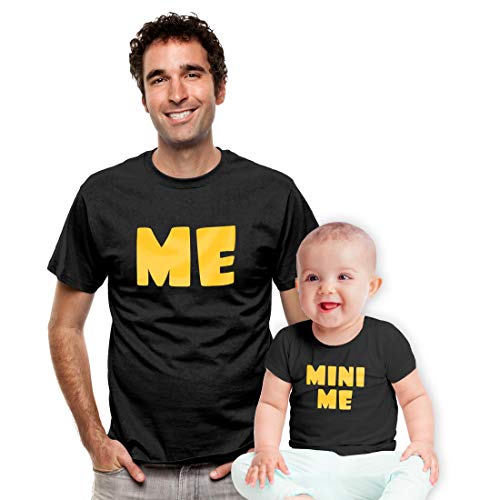 Partner Outfit Geschenkidee - Me Mini Me - Baby und Papa Tshirts Man Schwarz L/Baby Schwarz 12-18 Monate von Shirtgeil
