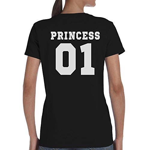Princess Prince - Pärchen Partner T-Shirt Slim Fit mit Wunschzahl Frauen T-Shirt Small Schwarz von Shirtgeil