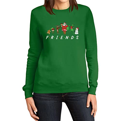 Pullover Damen Ugly Christmas Friends Weihnachten Weihnachtspullover Frauen Sweatshirt X-Large Grün von Shirtgeil