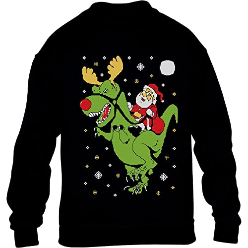 Pullover Jungen Dinosaurier Weihnachtspullover Kinder Sweatshirt 116 Schwarz von Shirtgeil