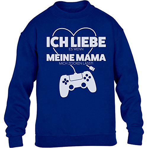 Pullover Jungen Gamer Liebe Es Wenn Meine Mama Mich Zocken Lässt Sweatshirt 128 Blau von Shirtgeil