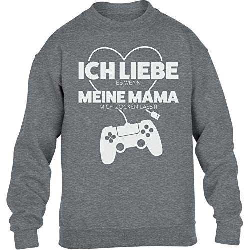 Pullover Jungen Gamer Liebe Es Wenn Meine Mama Mich Zocken Lässt Sweatshirt 128 Grau von Shirtgeil