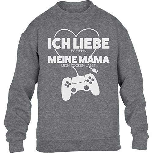 Pullover Jungen Gamer Liebe Es Wenn Meine Mama Mich Zocken Lässt Sweatshirt 140 Grau von Shirtgeil