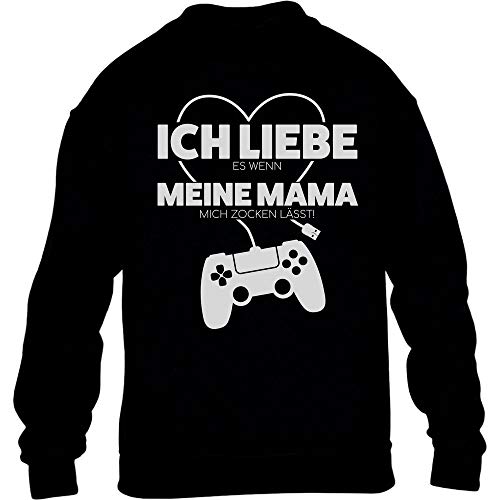Pullover Jungen Gamer Liebe Es Wenn Meine Mama Mich Zocken Lässt Sweatshirt 140 Schwarz von Shirtgeil
