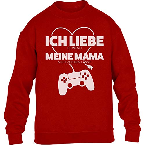 Pullover Jungen Gamer Liebe Es Wenn Meine Mama Mich Zocken Lässt Sweatshirt 152 Rot von Shirtgeil