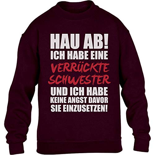 Pullover Jungen Geschwistergeschenk - Verrückte Schwester für Bruder Sweatshirt XL 152/164 Blau von Shirtgeil