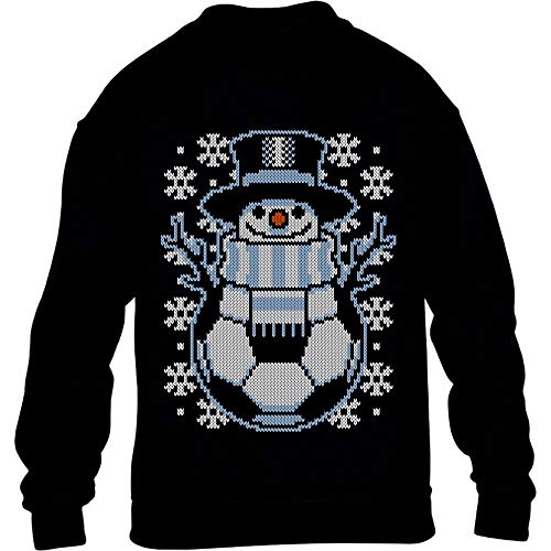 Pullover Jungen Kids Weihnachten Fußball Schneemann Winter Pulli Kinder Sweatshirt L 140 Schwarz von Shirtgeil