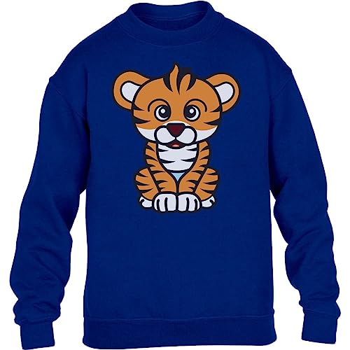 Pullover Jungen Mädchen Tiermotive Tiger Pulli Kleidung Kinder Sweatshirt mit Tier Motiv 104 Blau von Shirtgeil