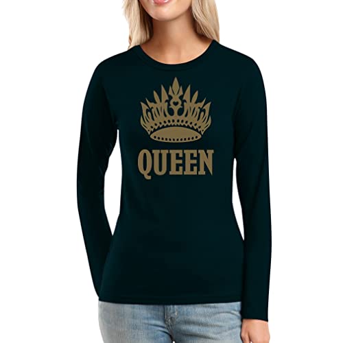 Queen mit Goldener Krone RIP Queen Elizabeth 2022 Frauen Langarm-T-Shirt Medium Schwarz von Shirtgeil