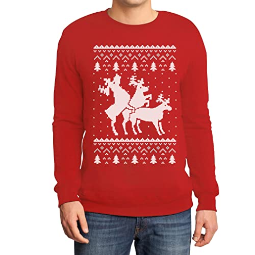 Rehntier Dreier - Lustiger Herren Weihnachtspullover Sweatshirt Small Rot Rehntier Dreier - Lustiger Herren Weihnachtspullover Sweatshirt Small Rot von Shirtgeil