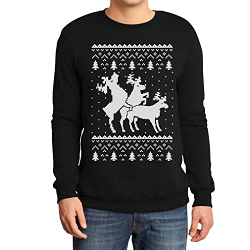 Rehntier Dreier - Lustiger Herren Weihnachtspullover Sweatshirt X-Large Schwarz von Shirtgeil