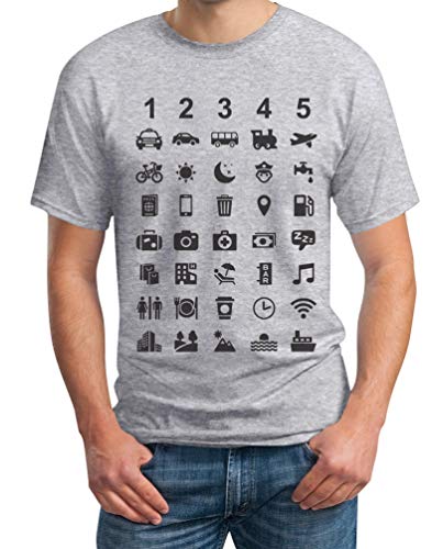 Reiseshirt Mit 40 Zeichen zur Verständigung Herren T-Shirt L Grau von Shirtgeil