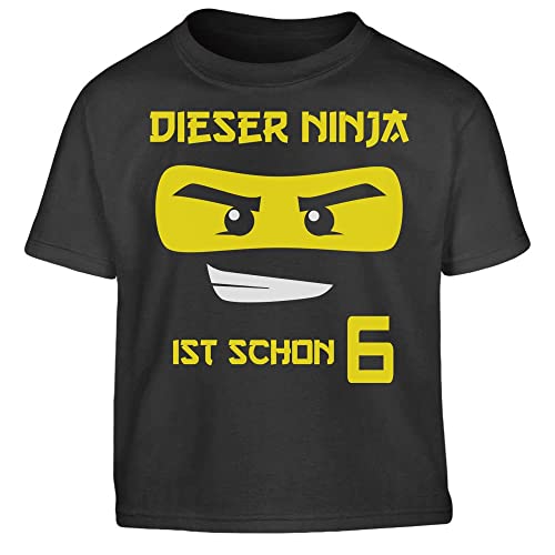 Sechster Geburtstag Junge Shirt Dieser Ninja ist Schon 6 Kinder Jungen T-Shirt 116 Schwarz von Shirtgeil