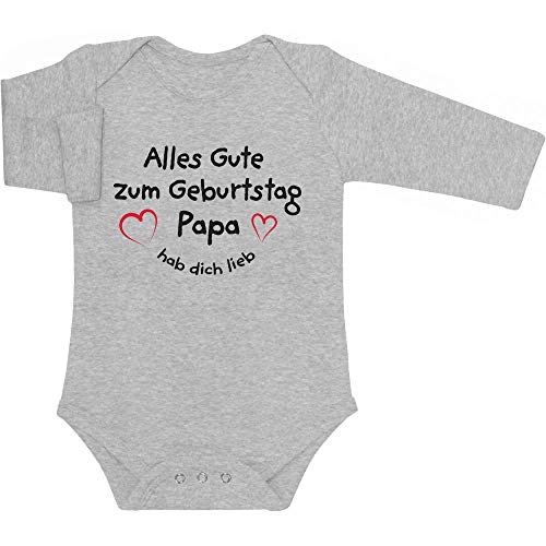 Shirtgeil Baby Body Papa Alles Gute Zum Geburtstag Papa Hab Dich Lieb Langarmbody Baby 0-3 Monate Grau von Shirtgeil