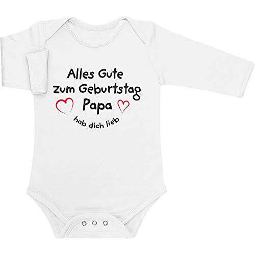 Shirtgeil Baby Body Papa Alles Gute Zum Geburtstag Papa Hab Dich Lieb Langarmbody Baby 12-18 Monate Weiß von Shirtgeil