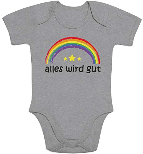 Shirtgeil Alles Wird gut - Regenbogen Rainbow Baby Body Kurzarm-Body 0-3 Monate Grau von Shirtgeil
