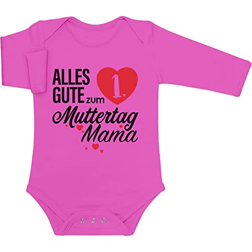 Shirtgeil Baby Body Geschenk Muttertagsgeschenk Alles Gute zum 1. Muttertag Mama Langarmbody 3-6 Monate Wow rosa von Shirtgeil